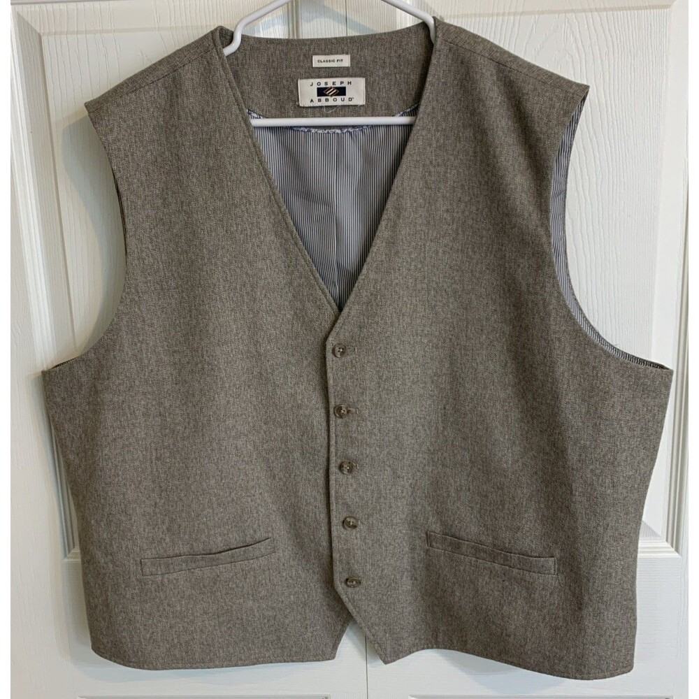 Joseph Abboud Vest Mens 2XL Brown Lined Button Up Classic Fit Career